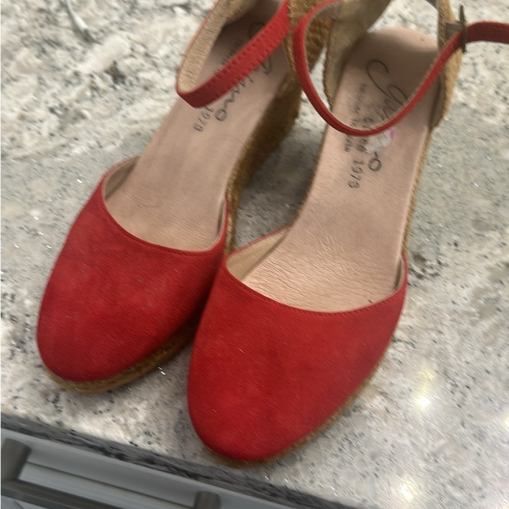 Red Women's Ankle Strap Shoes